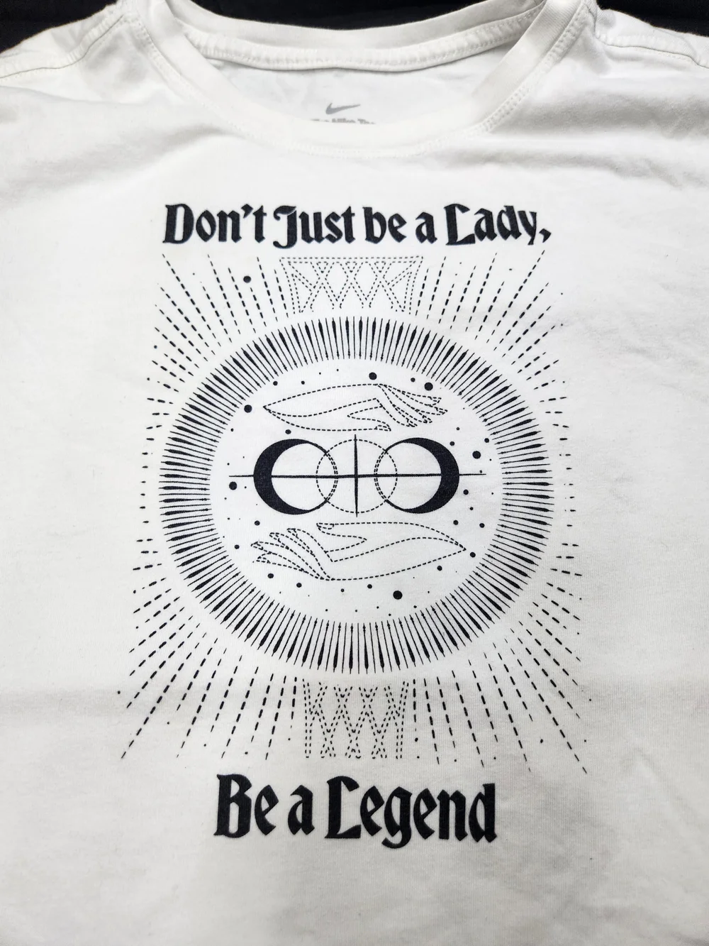 Nike Fly Womens White Graphic 'Don't Just be a Lady, Be a Legend' Tee